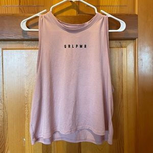 PINK girl power cropped tank top